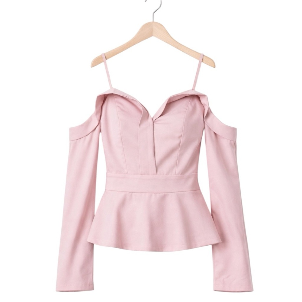 Pink Drop Sleeve Off Shoulder Top - Picture 4 of 5